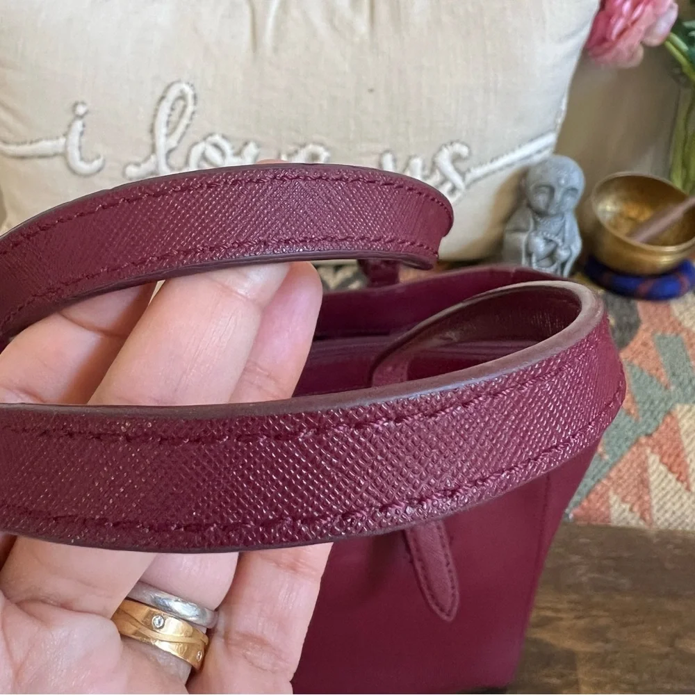 Tory Burch York Burgundy Saffiano Leather Tri Compartment Large Tote